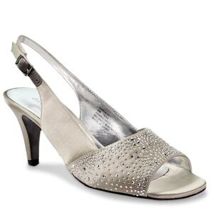 David Tate Champagne Woman’s Sandals Sparkle Low Heel Dress Formal Party Open 8